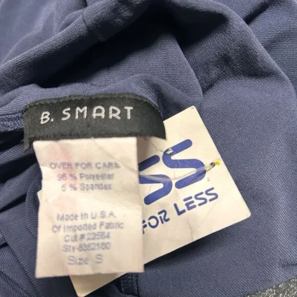 B Smart Navy Blue Cowl Neck Bodycon Dress Long Sleeve Ruched Small NWT - Picture 7 of 8